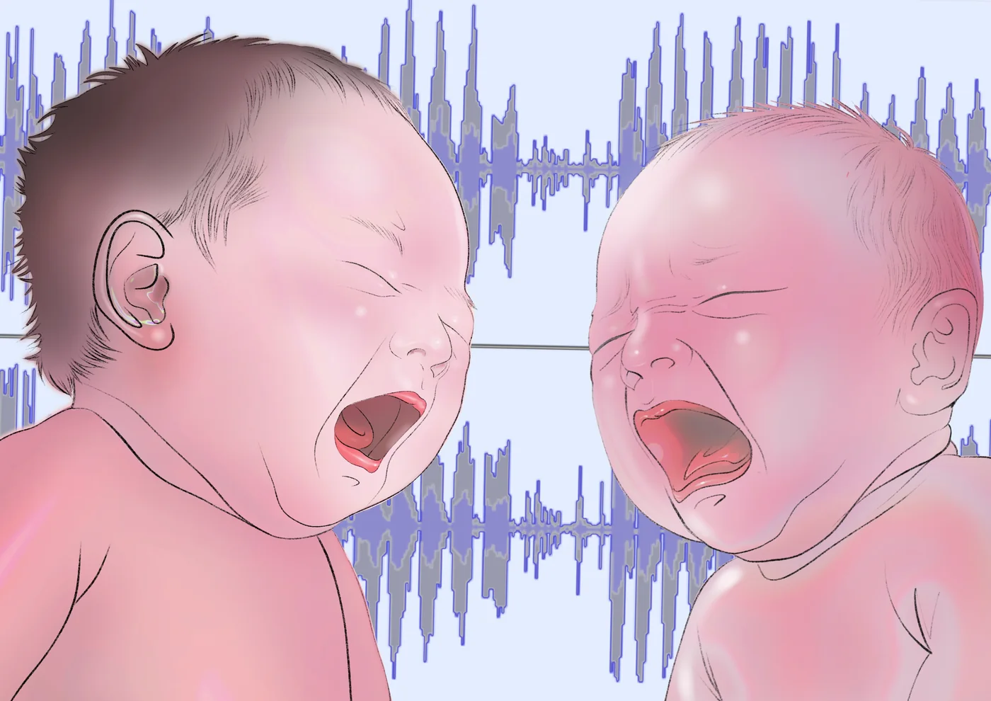 哭声与声谱图形摘要式插画
