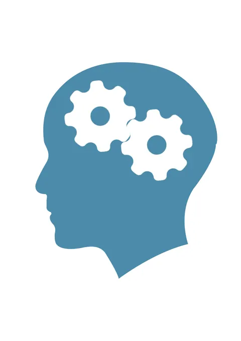 Blue business icons · gear-brain