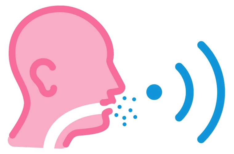 說話發聲：張口氣流與聲波示意插畫